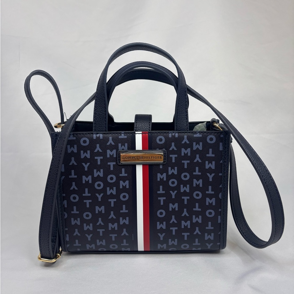 Tommy Hilfiger Navy Crossbody Bag with Red and White Stripe